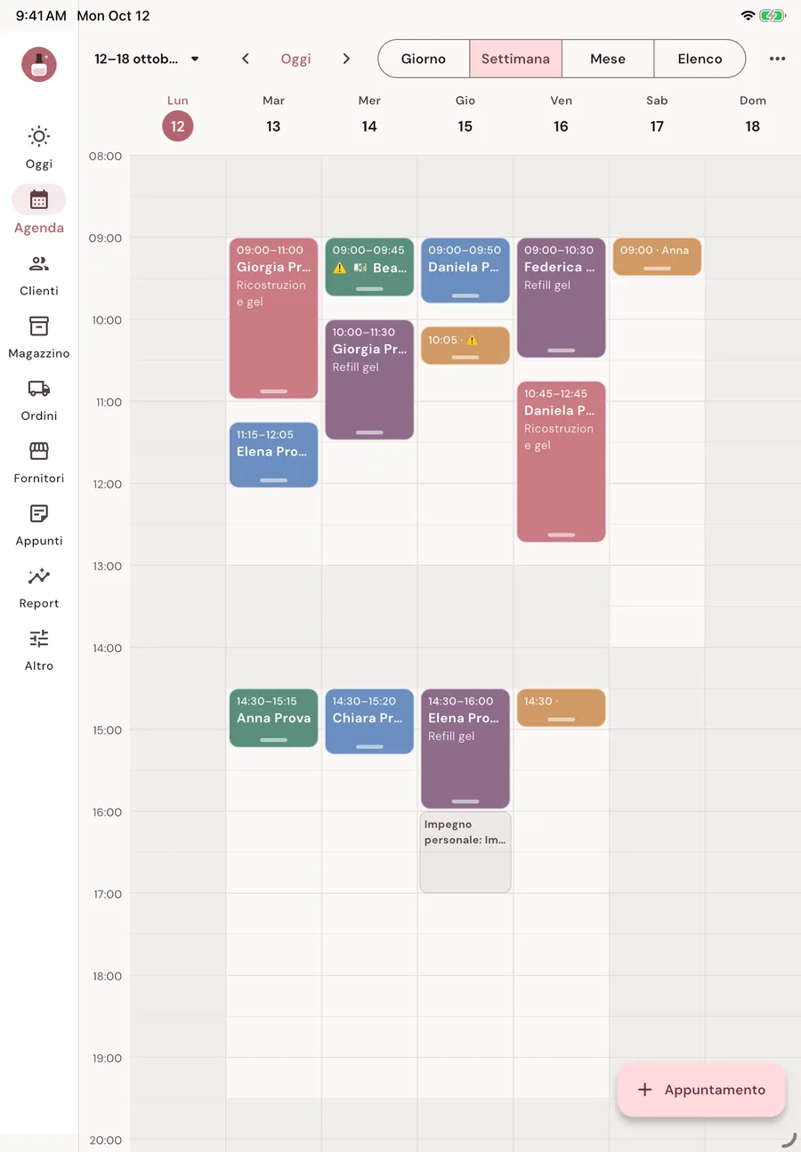 Agenda della settimana su iPad